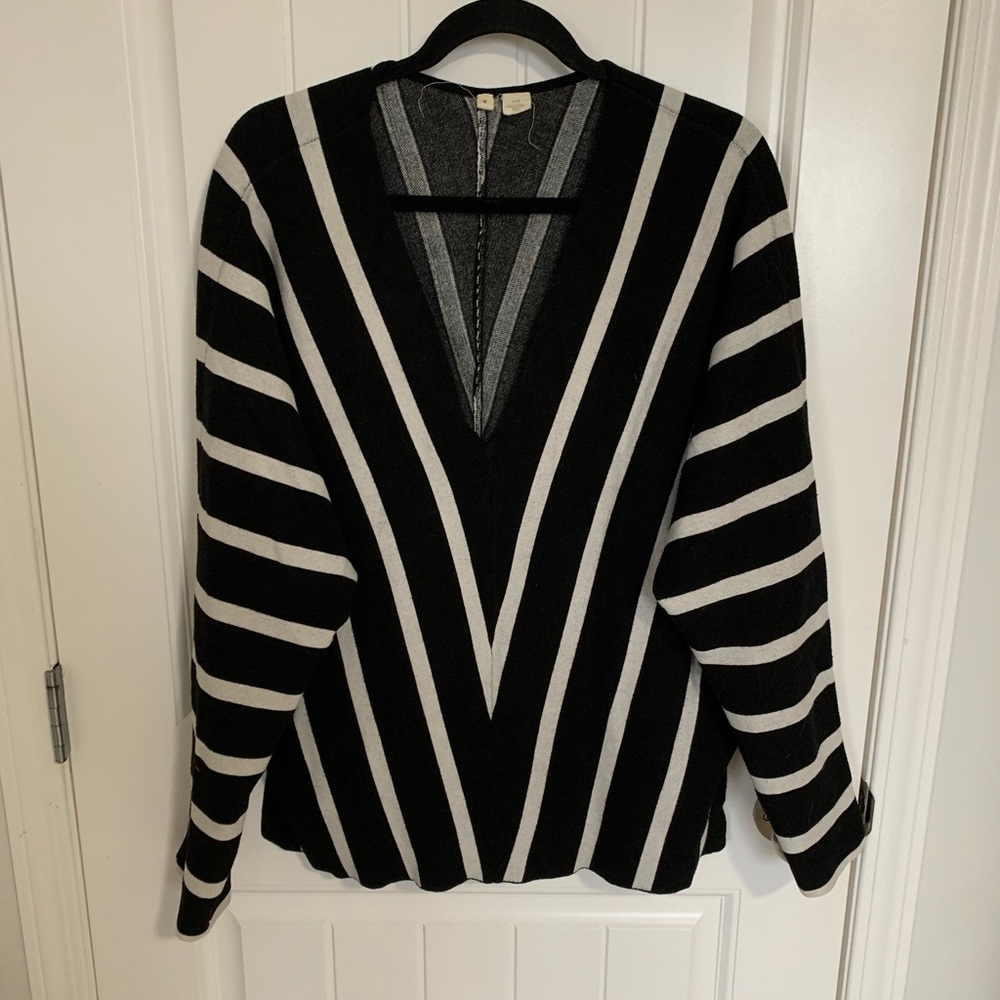Anthropologie Moth Black and White Striped Knit Top